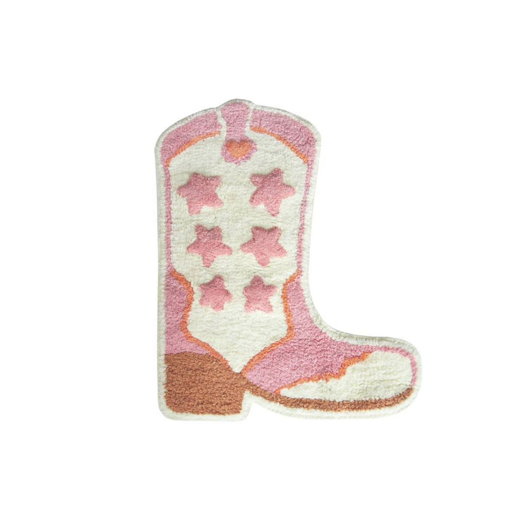 Pink Cowboy Boot Tufted Bath Mat