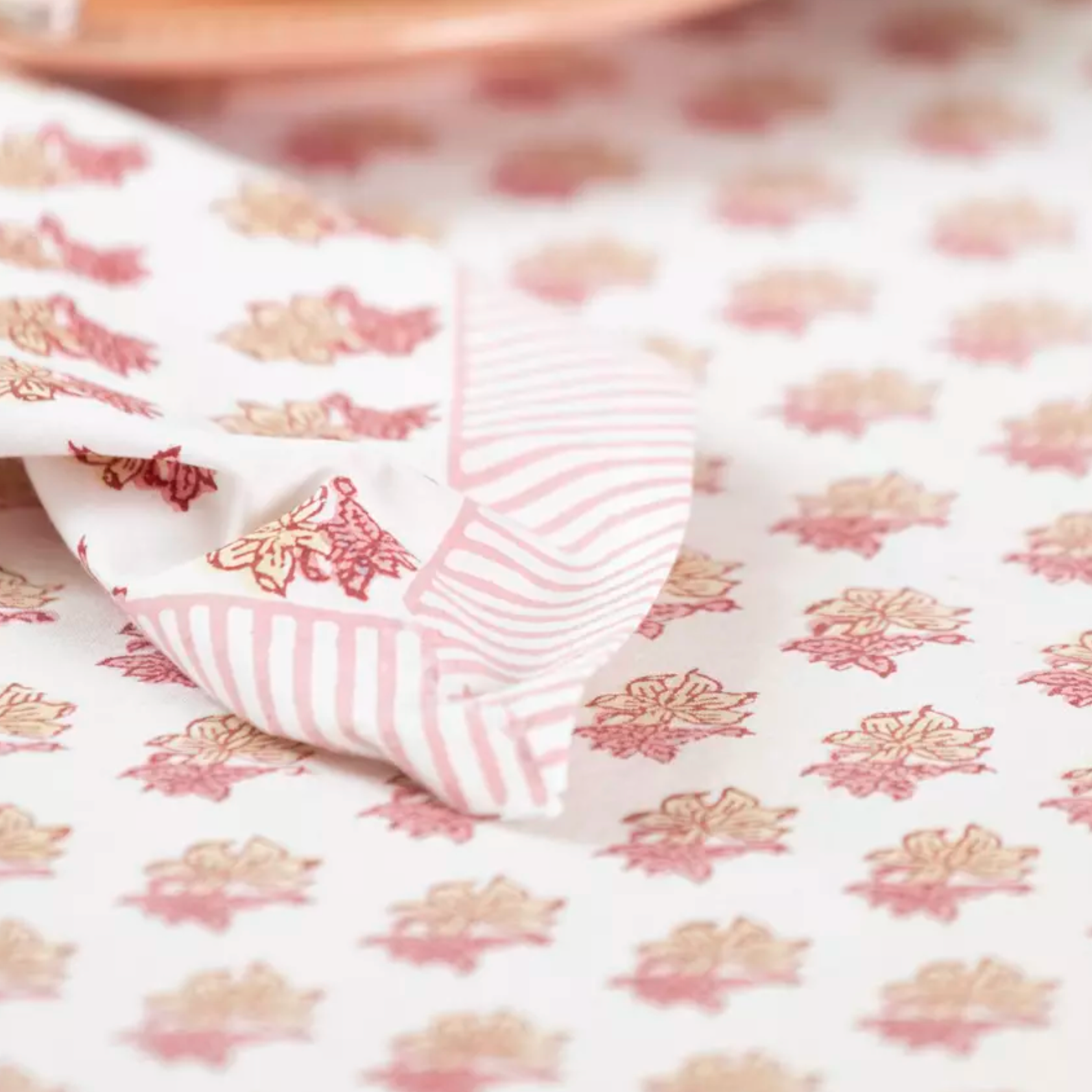 Peony Pink Hand Block Print Napkin