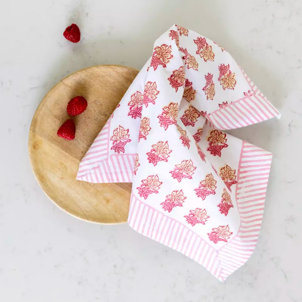 Peony Pink Hand Block Print Napkin