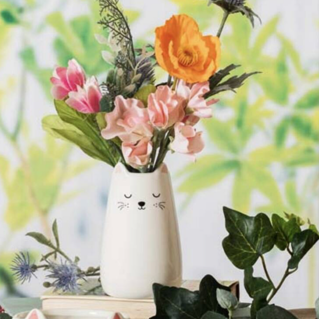 Sweet Ceramic Cat Bud Vase