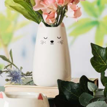 Sweet Ceramic Cat Bud Vase