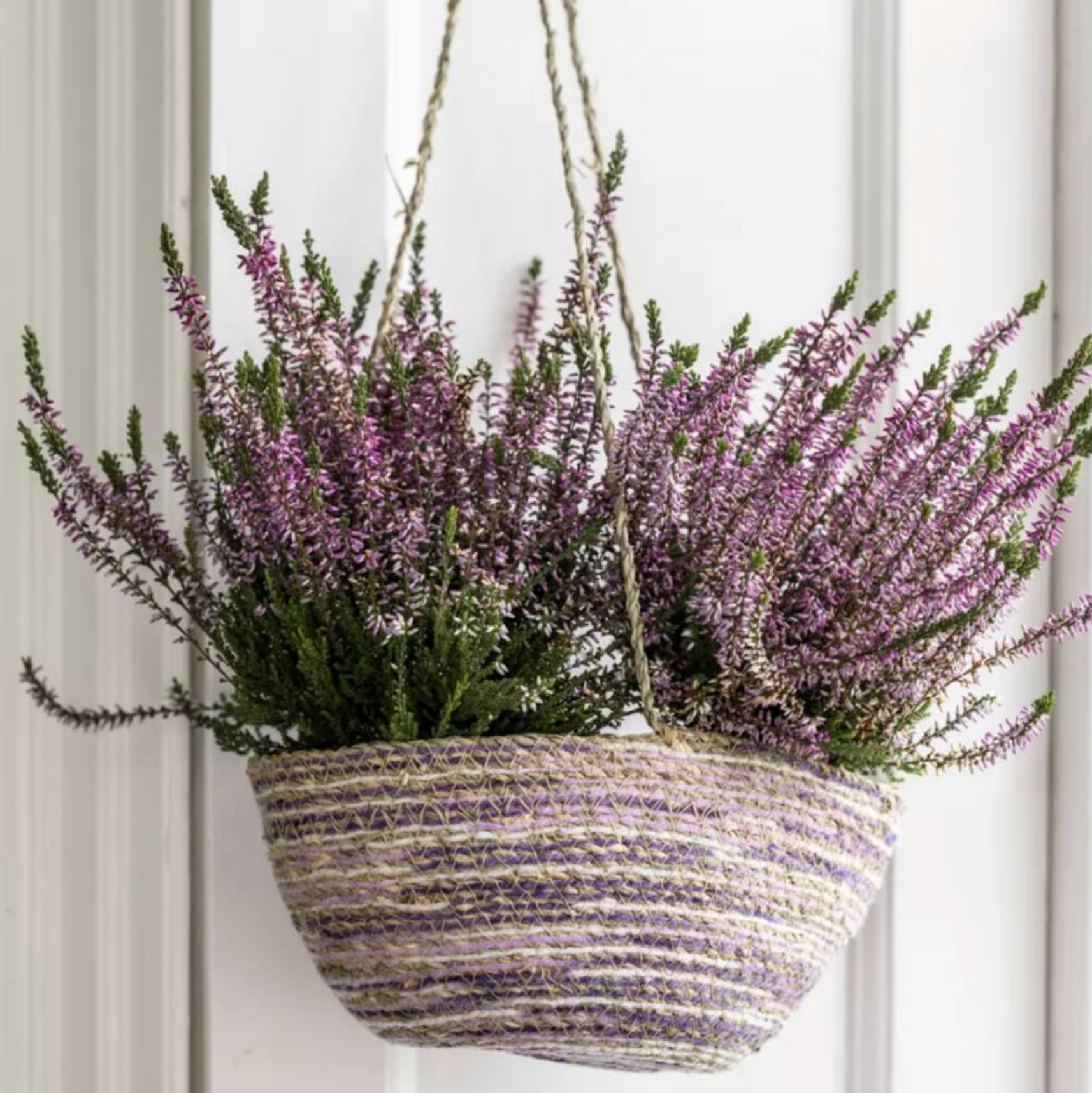 Seagrass And Cotton Hanging Basket Lilac