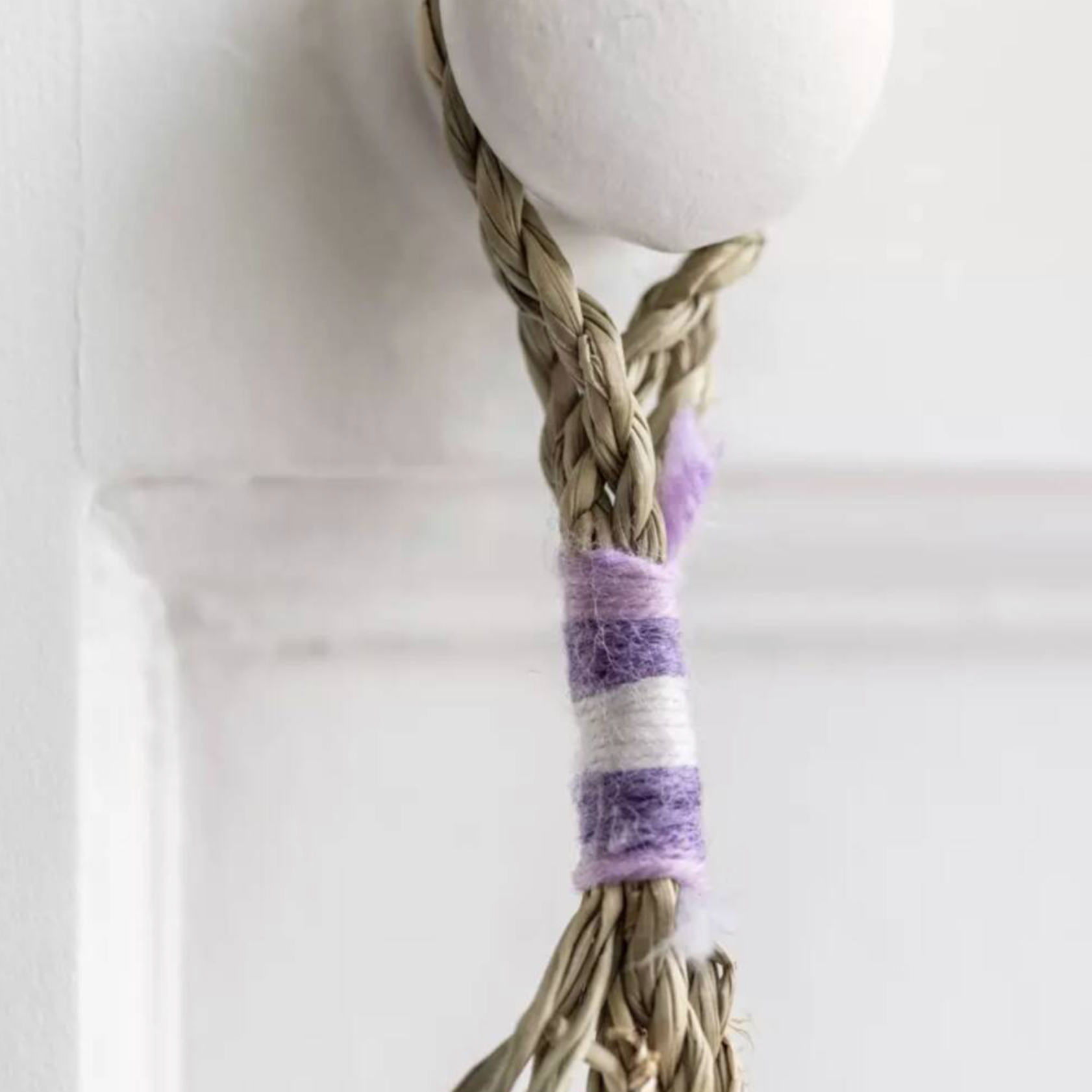 Seagrass And Cotton Hanging Basket Lilac