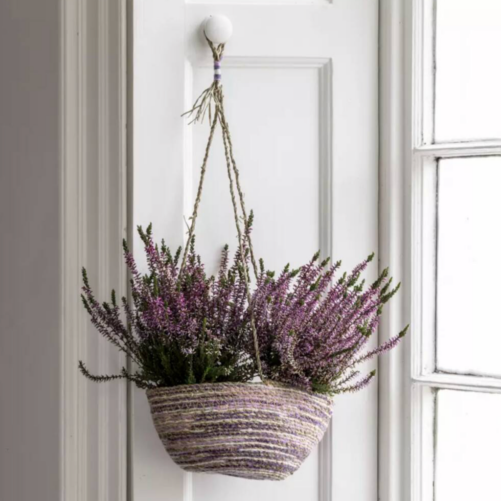 Seagrass And Cotton Hanging Basket Lilac