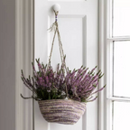 Seagrass And Cotton Hanging Basket Lilac
