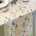 Embroidered Lace Floral Table Runner