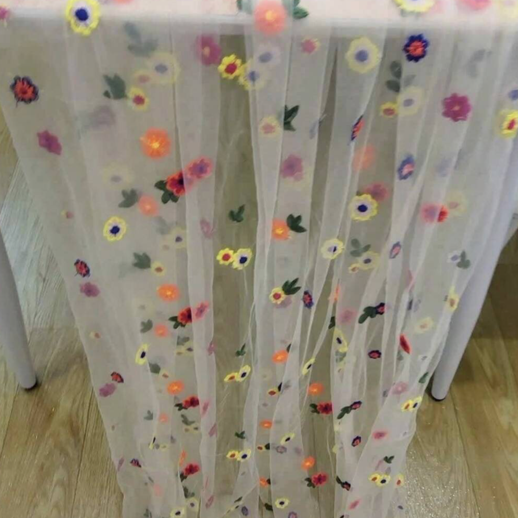 Embroidered Lace Floral Table Runner