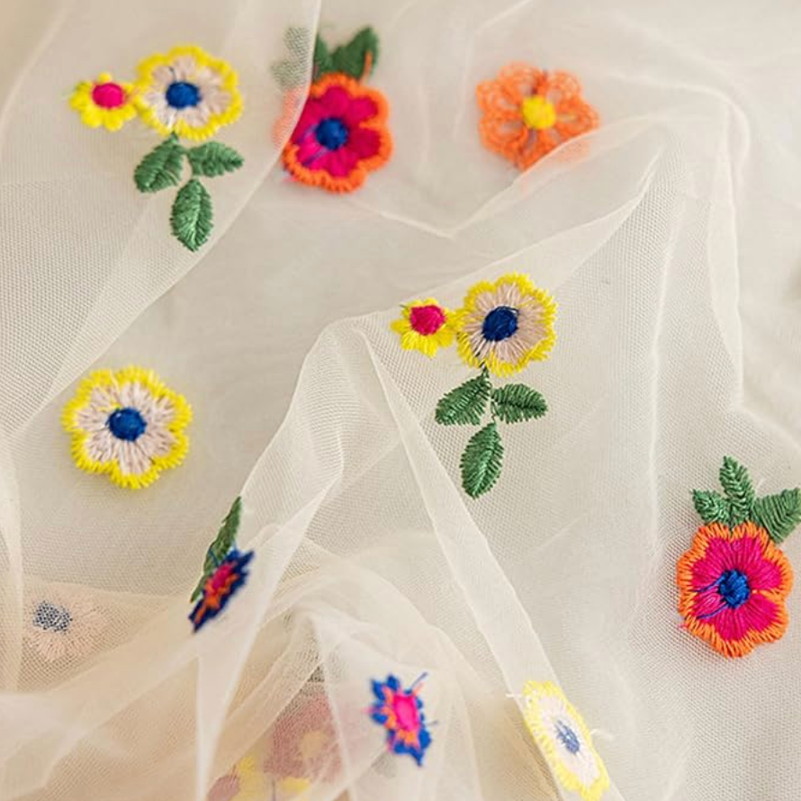 Embroidered Lace Floral Table Runner