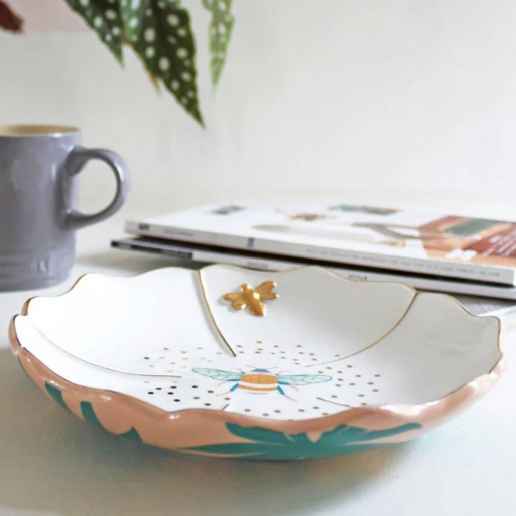Luxe Porcelain Bee Design Plate