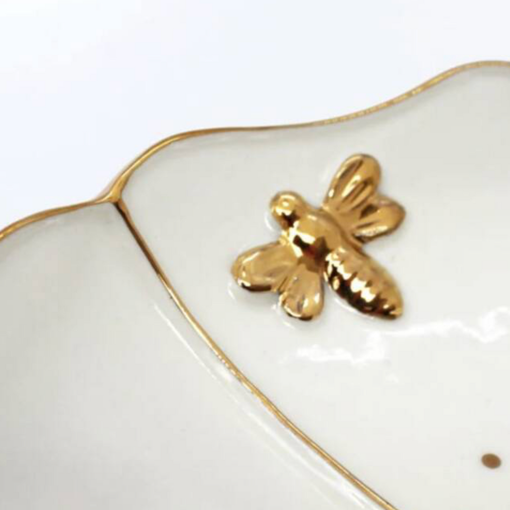 Luxe Porcelain Bee Design Plate
