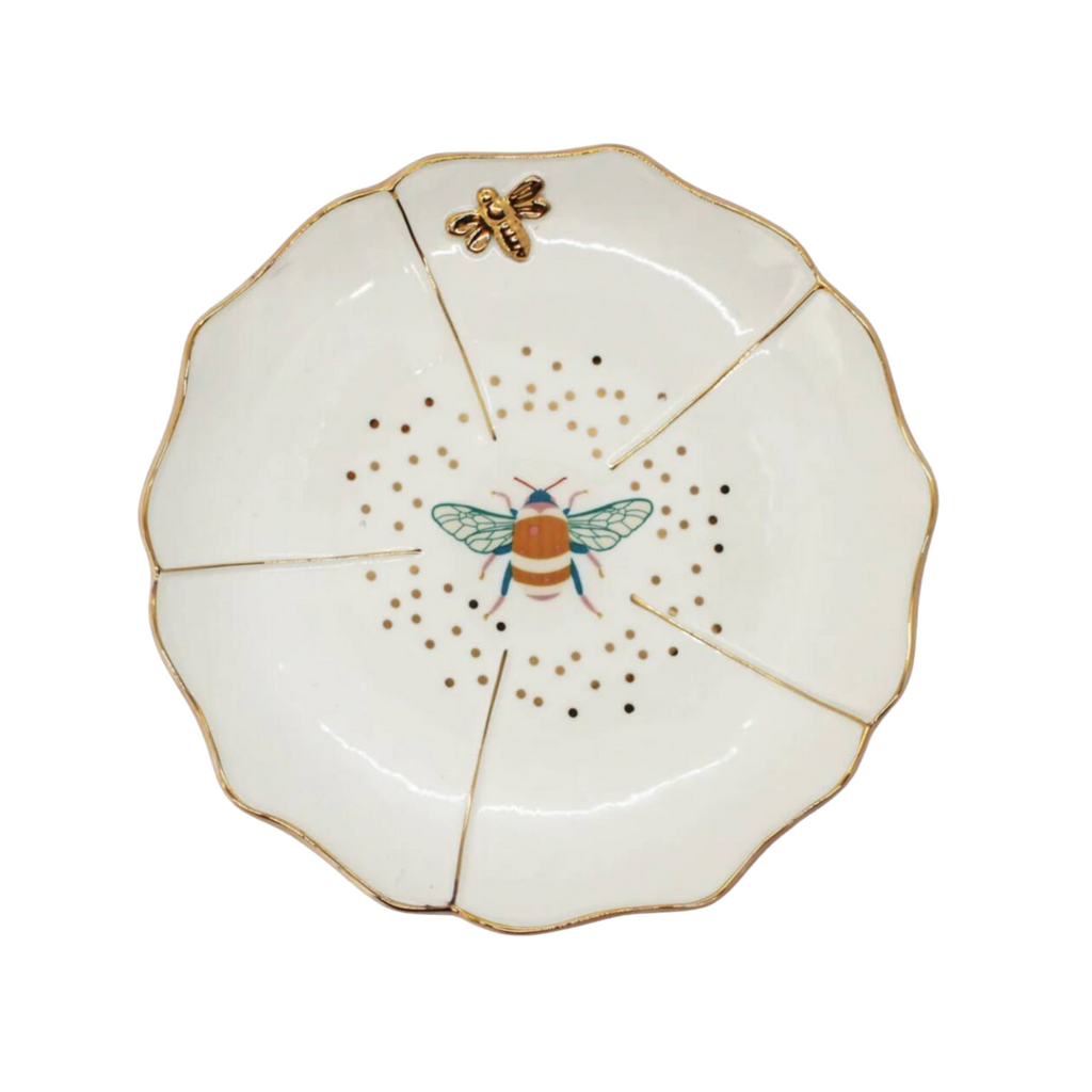 Luxe Porcelain Bee Design Plate
