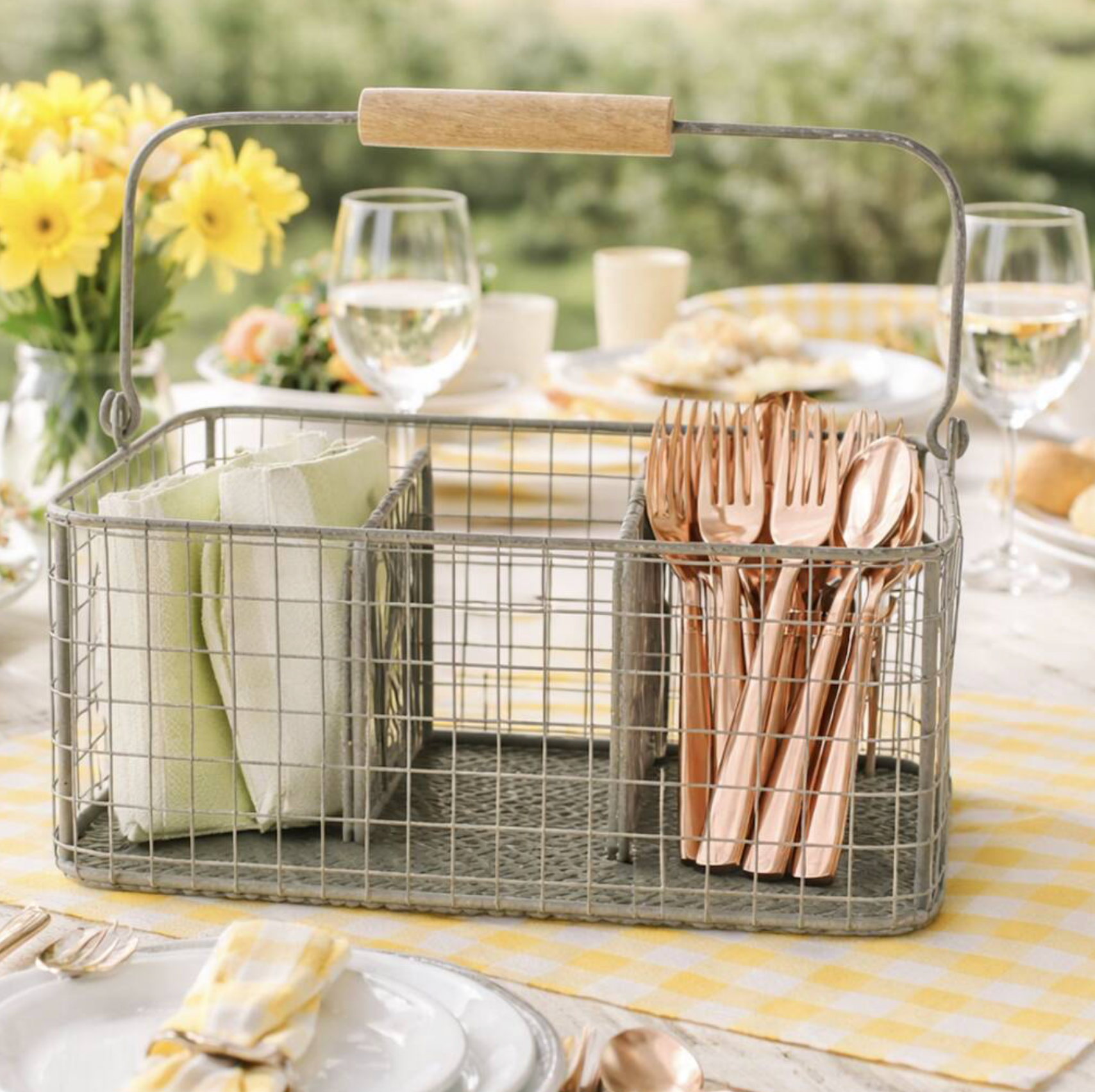 Metal Wire Organisation Cutlery Caddy