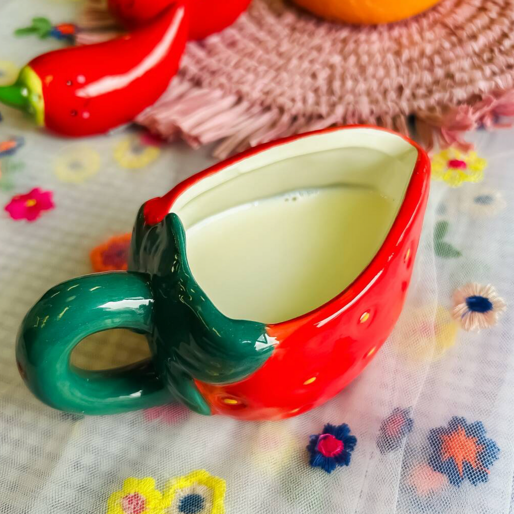 Sweet Strawberry Ceramic Small Milk Jug
