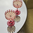 Pair Of Pink Striped Cocktail Coupes