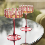 Pair Of Pink Striped Cocktail Coupes