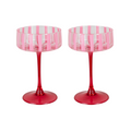 Pair Of Pink Striped Cocktail Coupes
