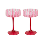 Pair Of Pink Striped Cocktail Coupes