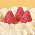 Six Red Strawberry Cake Candles