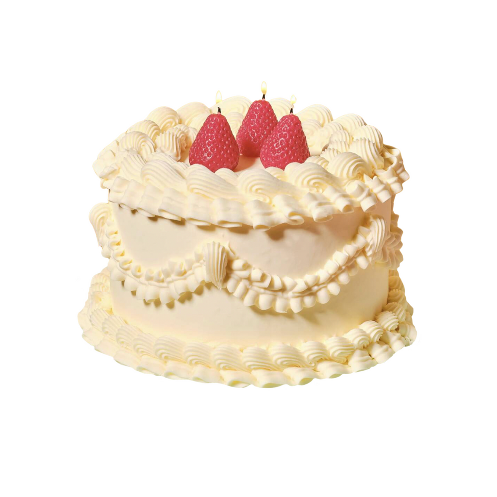 Six Red Strawberry Cake Candles