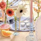 Set Of Three Crystal Blue Delicate Bud Vases