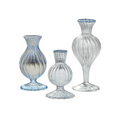 Set Of Three Crystal Blue Delicate Bud Vases