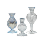 Set Of Three Crystal Blue Delicate Bud Vases