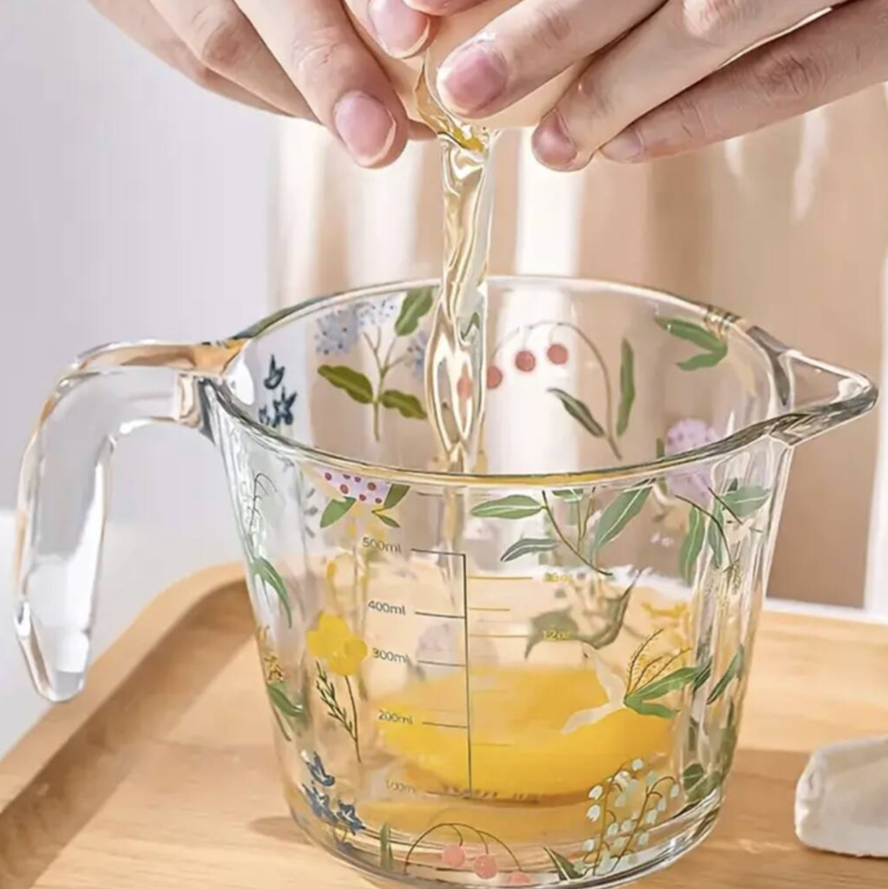 Botanical Design Glass Measuring Jug