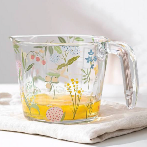 Botanical Design Glass Measuring Jug