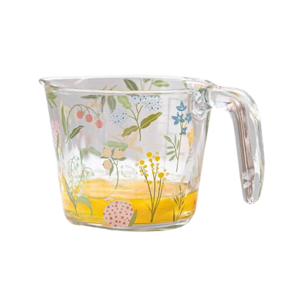 Botanical Design Glass Measuring Jug