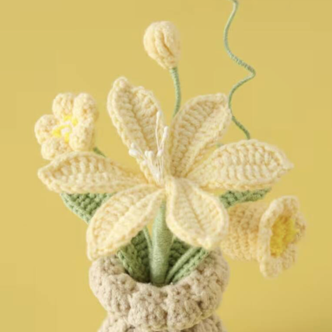 Handmade Yellow Crocheted Vase