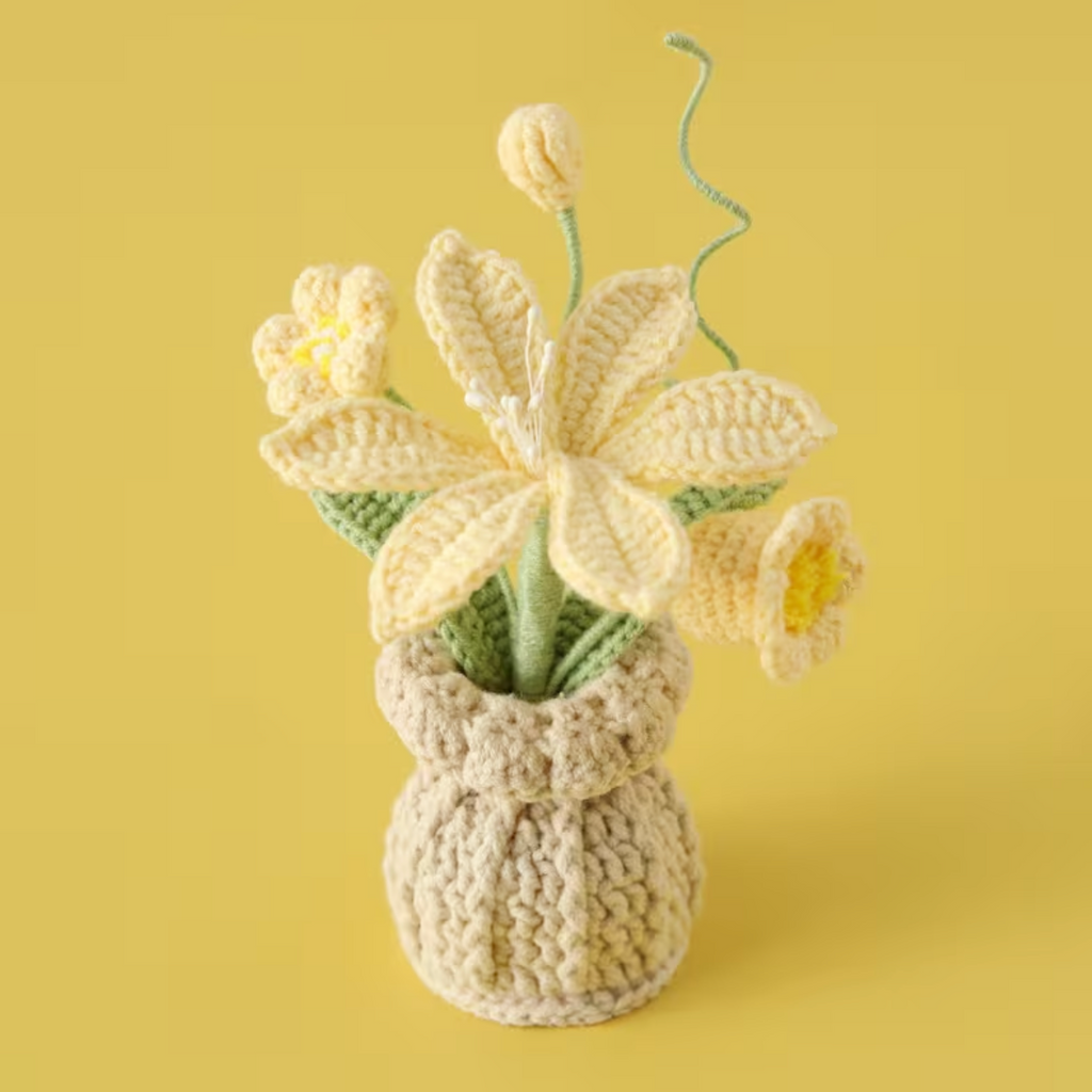 Handmade Yellow Crocheted Vase