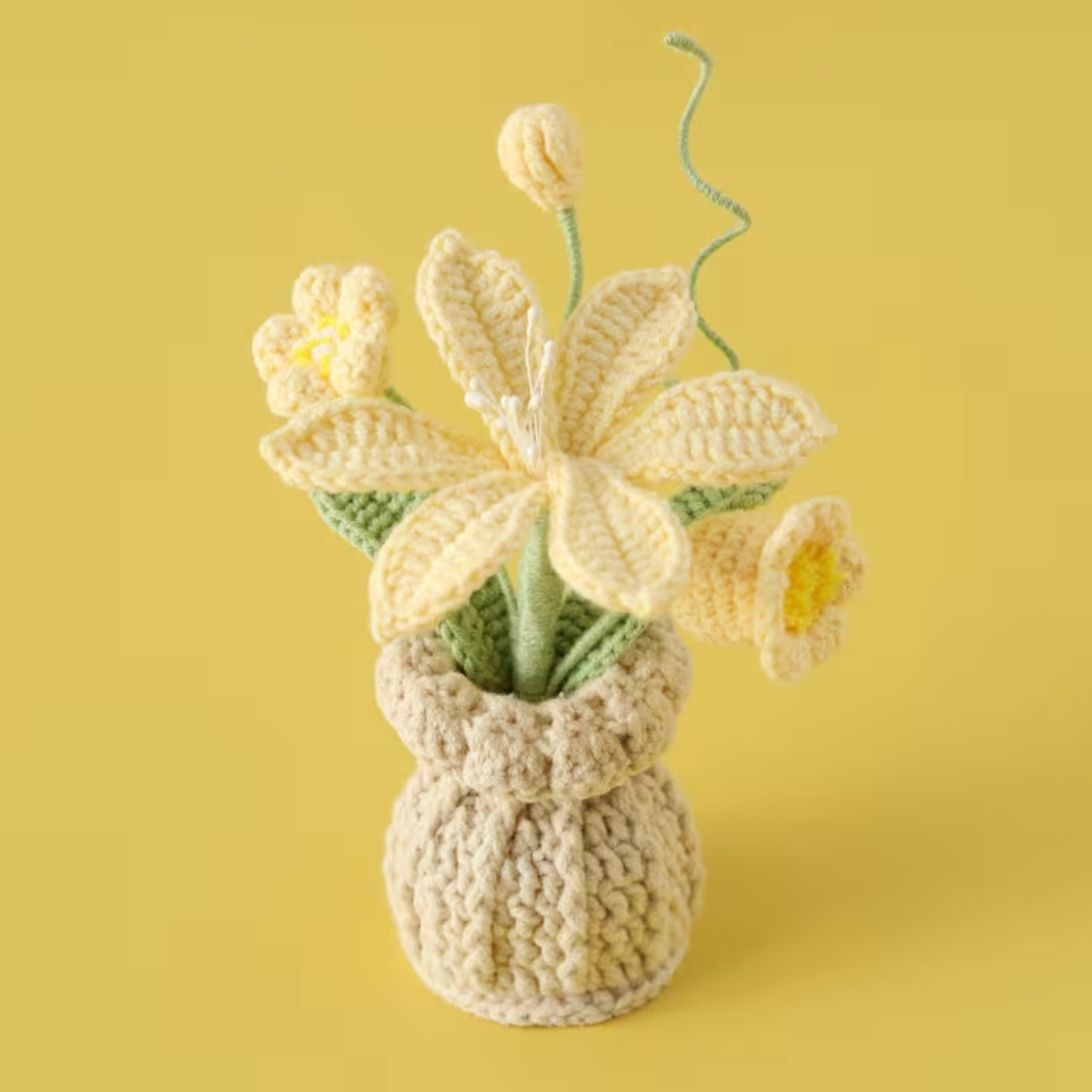 Handmade Yellow Crocheted Vase