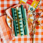 Green Stripe Straight Dinner Candles