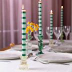 Green Stripe Straight Dinner Candles