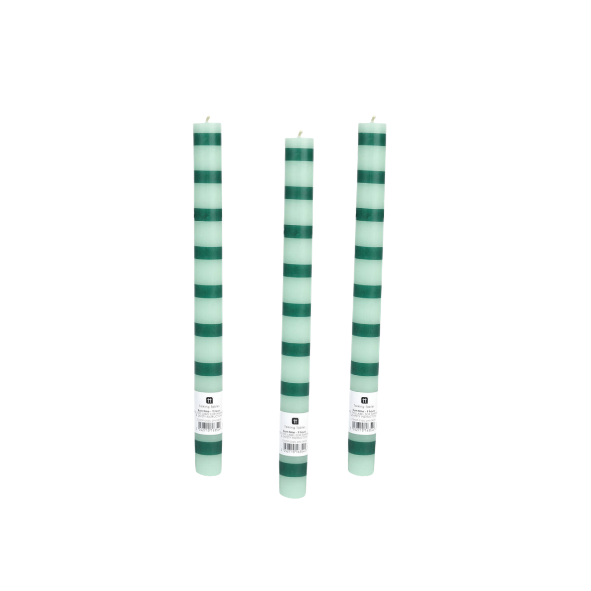 Green Stripe Straight Dinner Candles