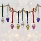 Eight Festive Acorns With Velvet Loops