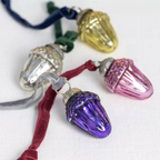 Eight Festive Acorns With Velvet Loops