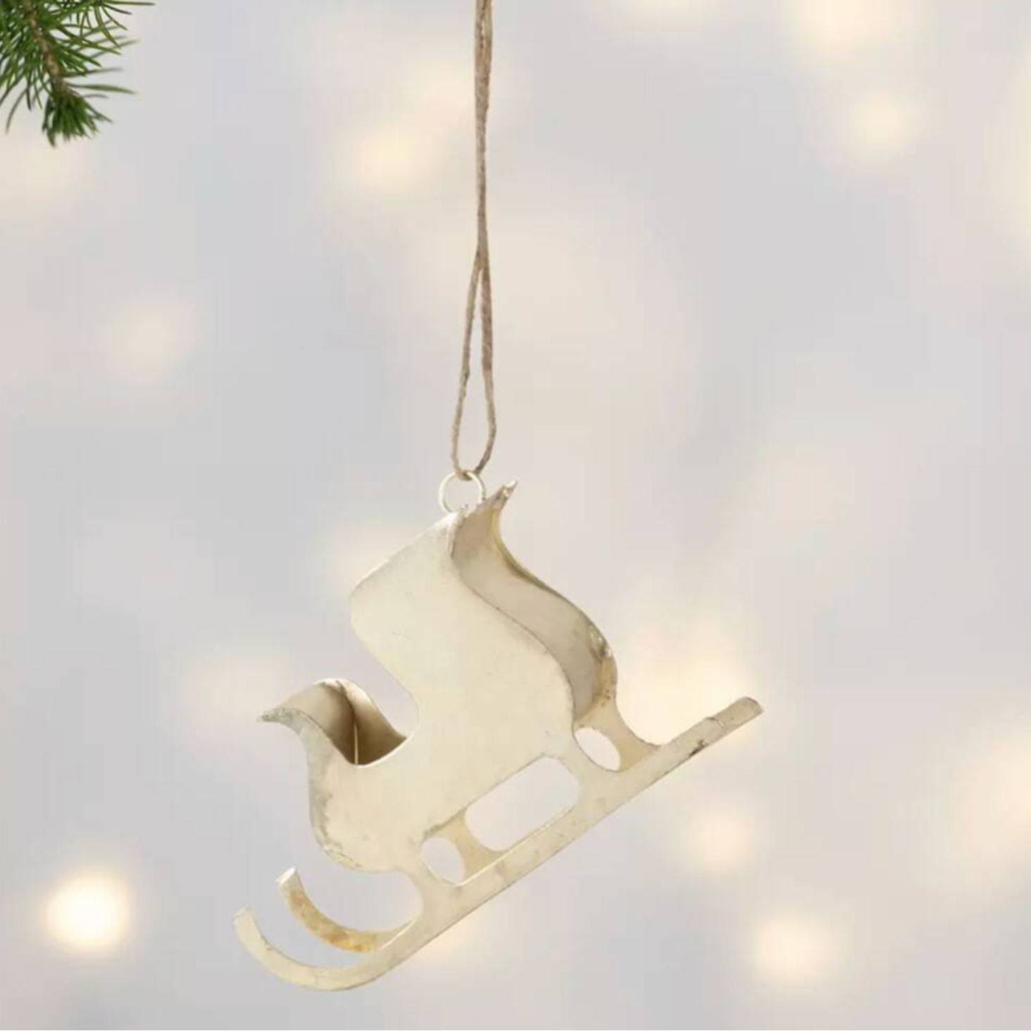 Six Silver Metal Christmas Decorations