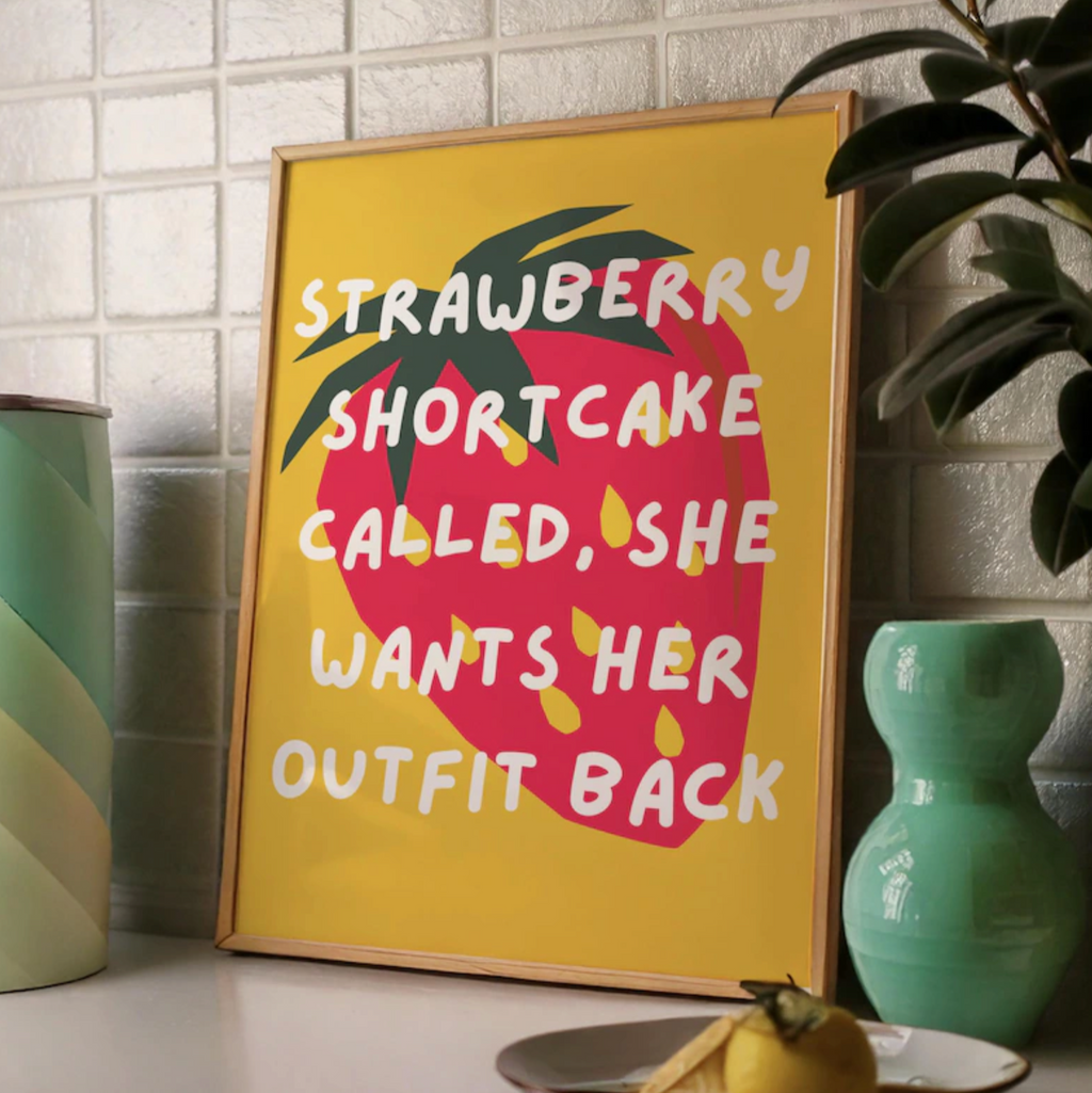 Strawberry Shortcake Y2K Handwritten Typography Print
