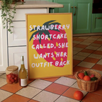 Strawberry Shortcake Y2K Handwritten Typography Print