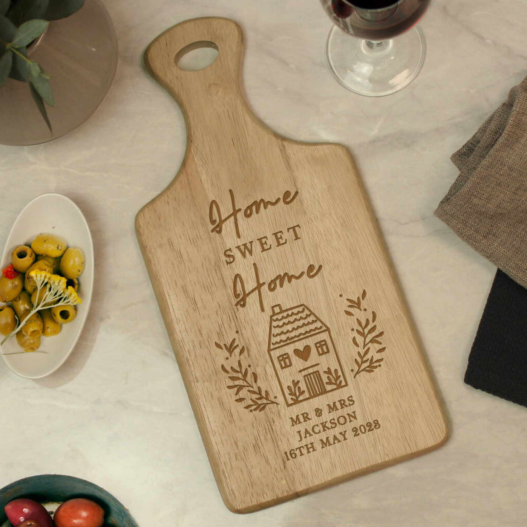 Personalised Home Sweet Home Wooden Chopping Board