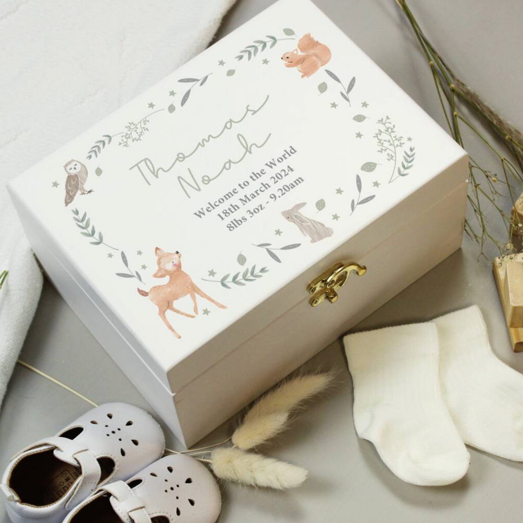 Personalised Woodland Animal Wooden Keepsake Box