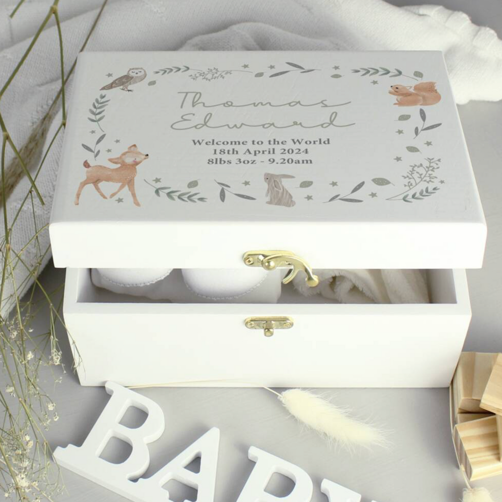 Personalised Woodland Animal Wooden Keepsake Box