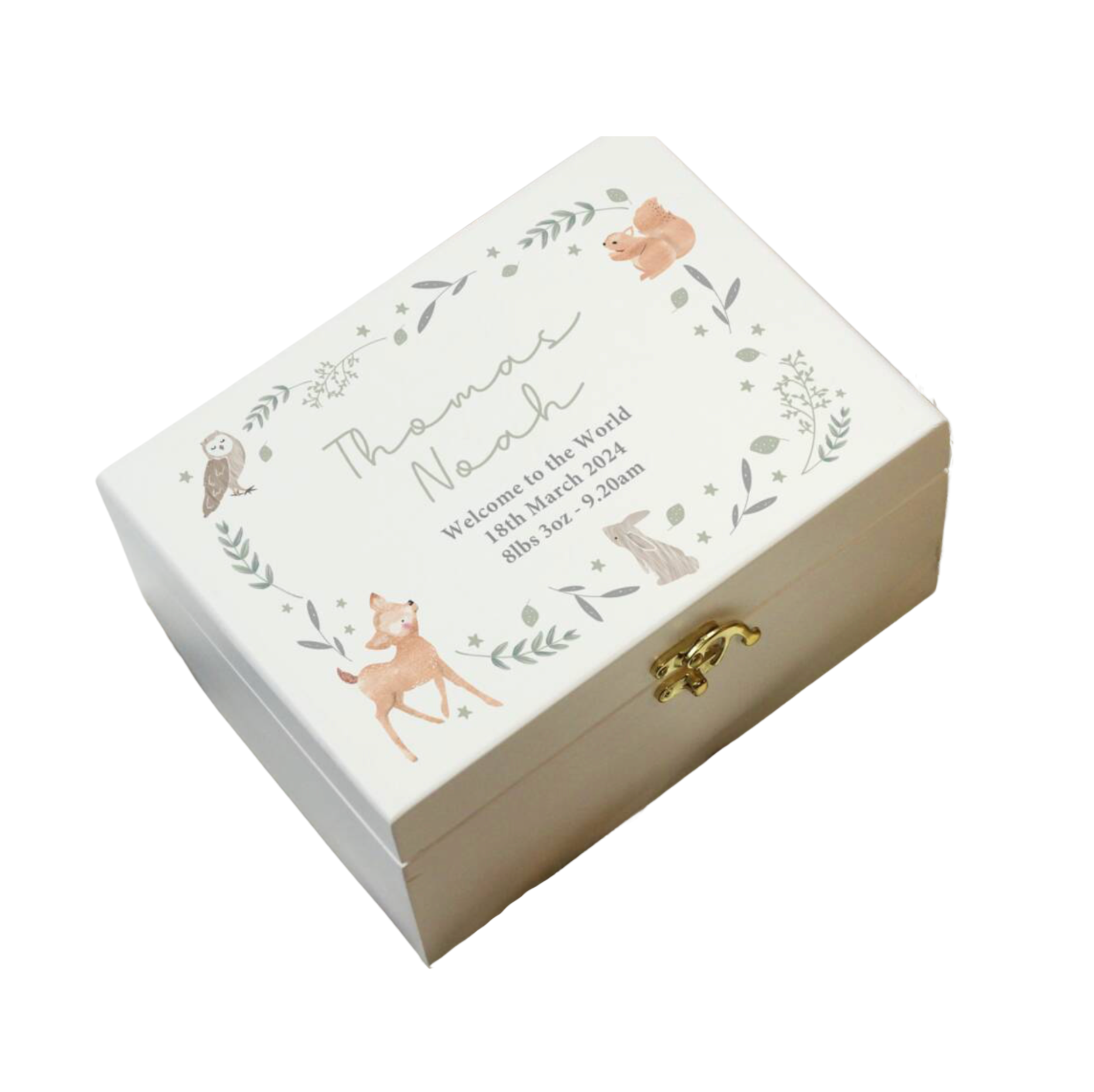 Personalised Woodland Animal Wooden Keepsake Box