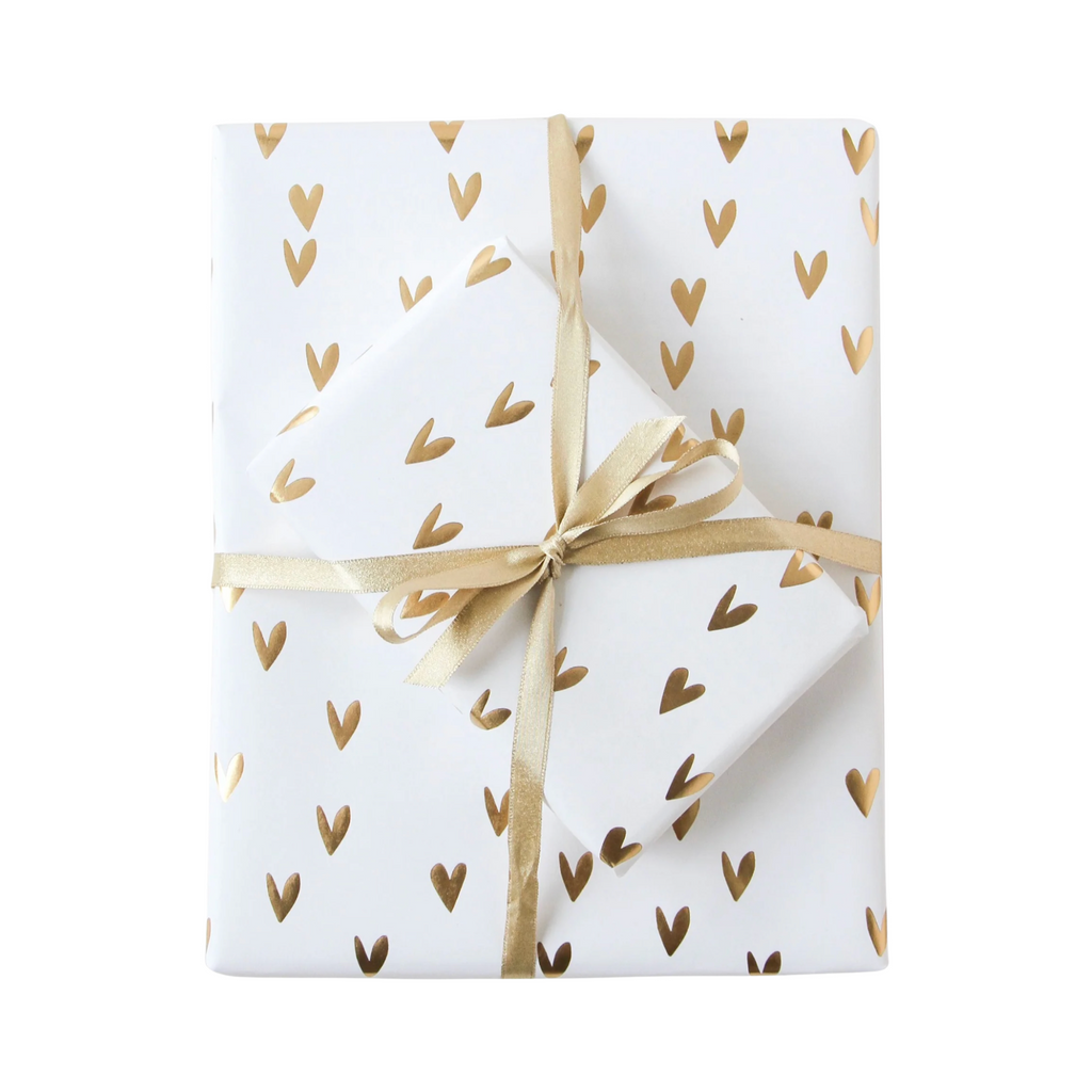 Gold Embossed Heart Gift Wrap