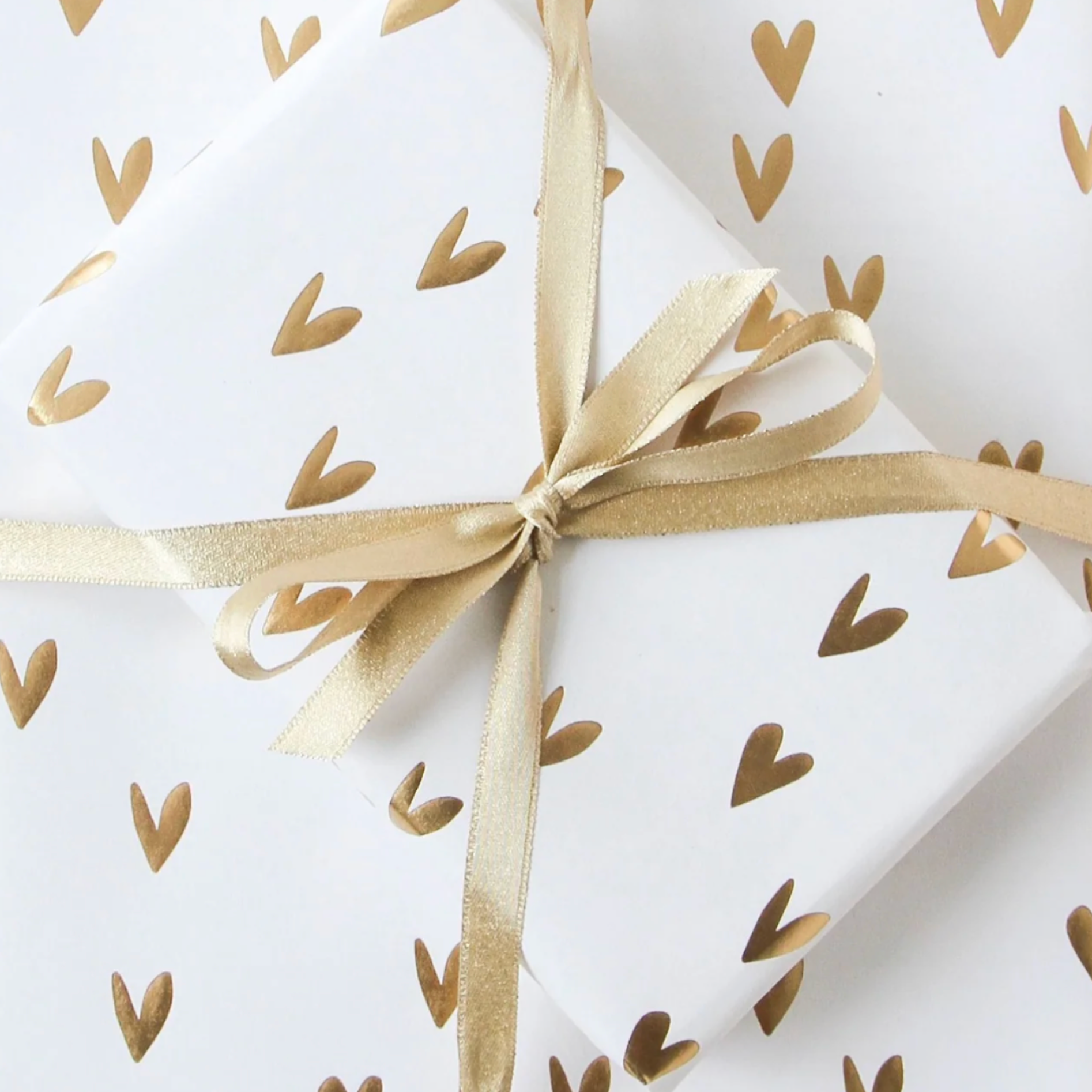 Gold Embossed Heart Gift Wrap