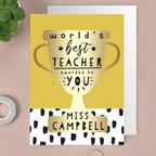 Personalised World's Best Teacher Trophy Greeting Card