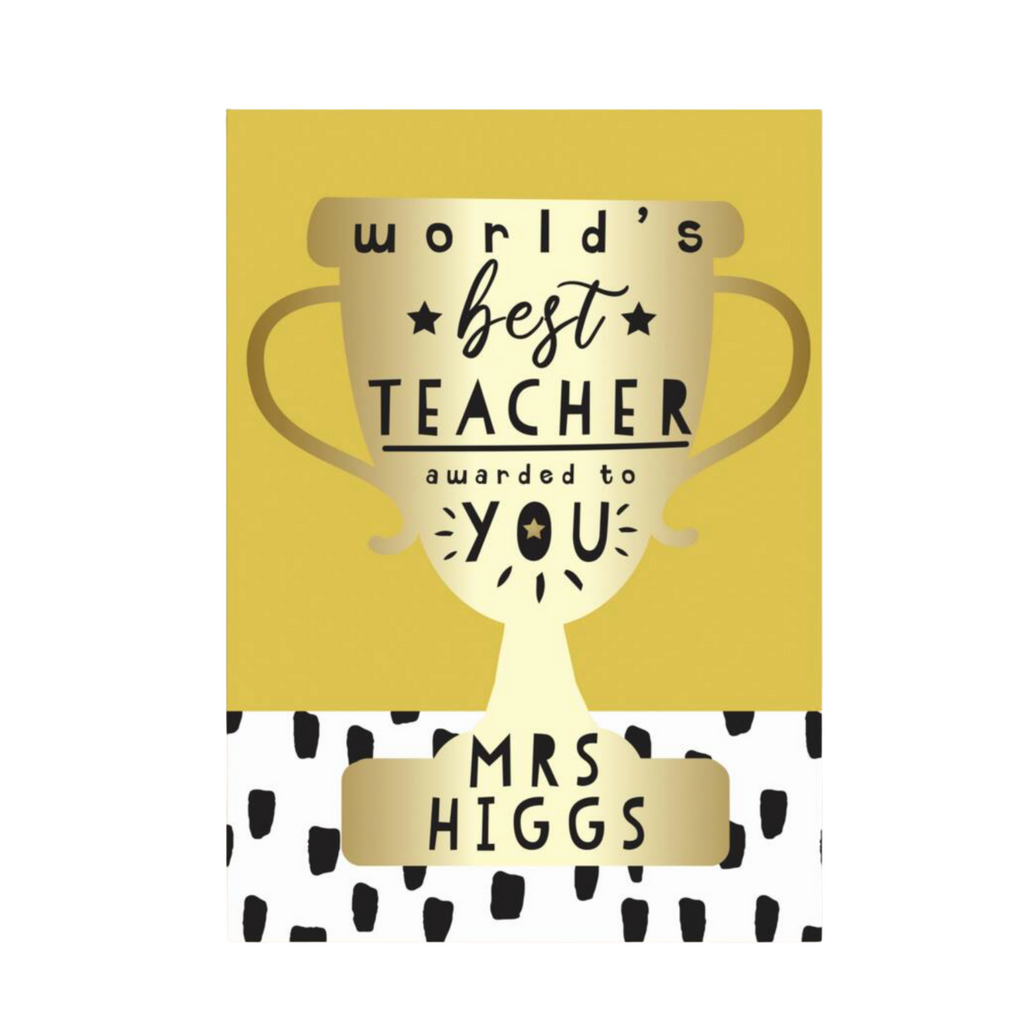 Personalised World's Best Teacher Trophy Greeting Card