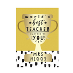 Personalised World's Best Teacher Trophy Greeting Card