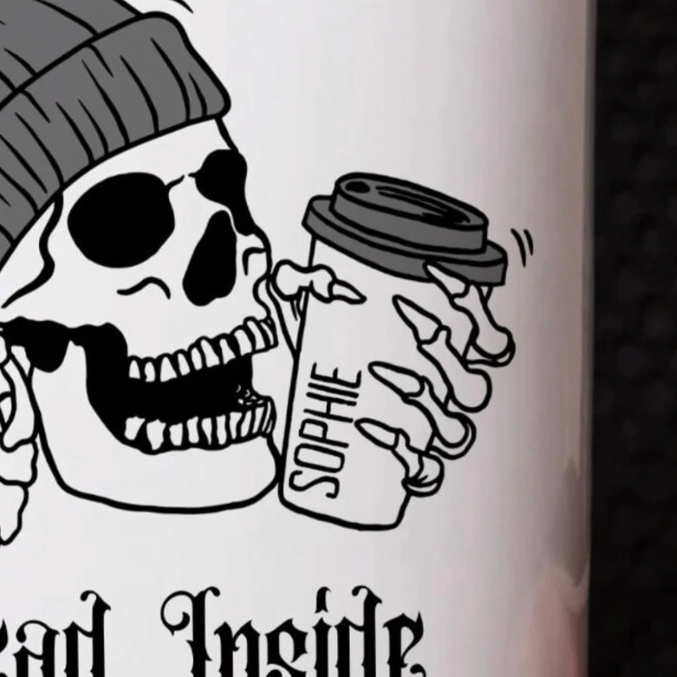 Personalised Dead Inside But Caffeinated Skeleton Mug
